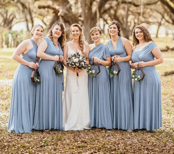 Dusty Blue Infinity Dress Multiway Bridesmaid Dress Convertible Made in USA