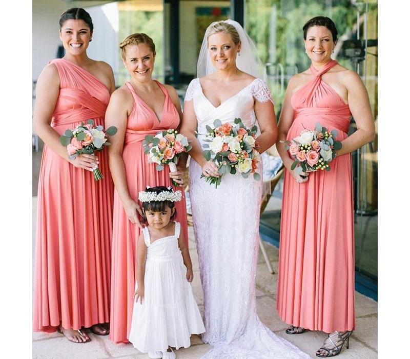 Peach Coral Infinity Dress Bridesmaid Multiway Convertible Dress Made