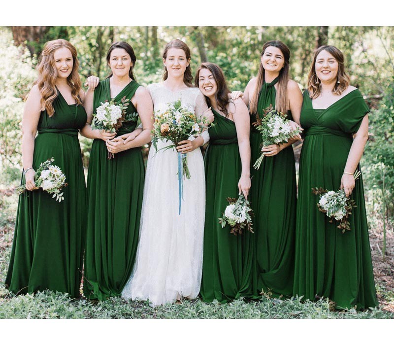 Emerald Green Bardot Pleated Maxi Dress | Goddiva | SilkFred