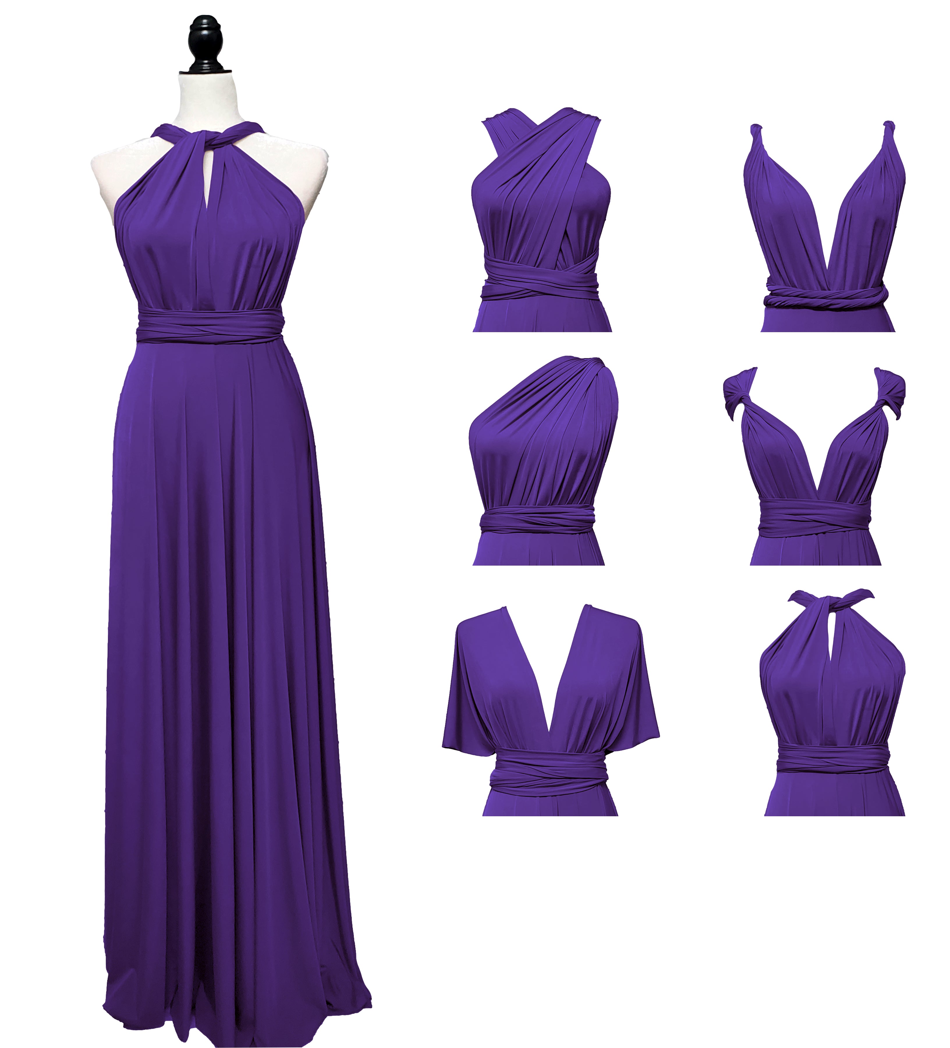 Purple Infinity Dress Bridesmaid Multiway Convertible Dress Made in USA 36 Colors