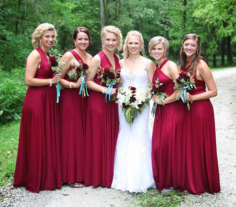 Burgundy color bridesmaid dresses best sale