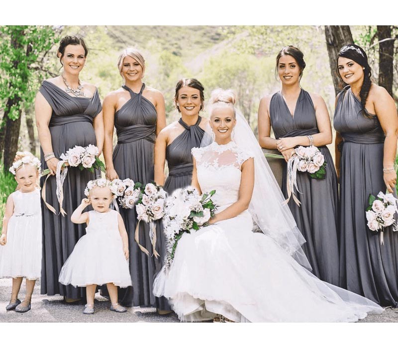 Black and grey bridesmaid dresses best sale