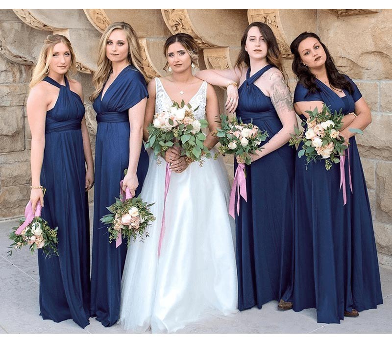 Midnight Blue Infinity Dress Bridesmaid Multiway Convertible Dress Mad